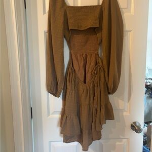 12th Tribe Brown Smock Dress
